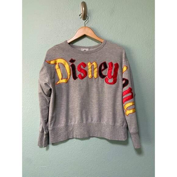 Disney Parks Disneyland Women's Grey Long Sleeve Mickey Mouse Pullover Sweater M - Picture 1 of 8